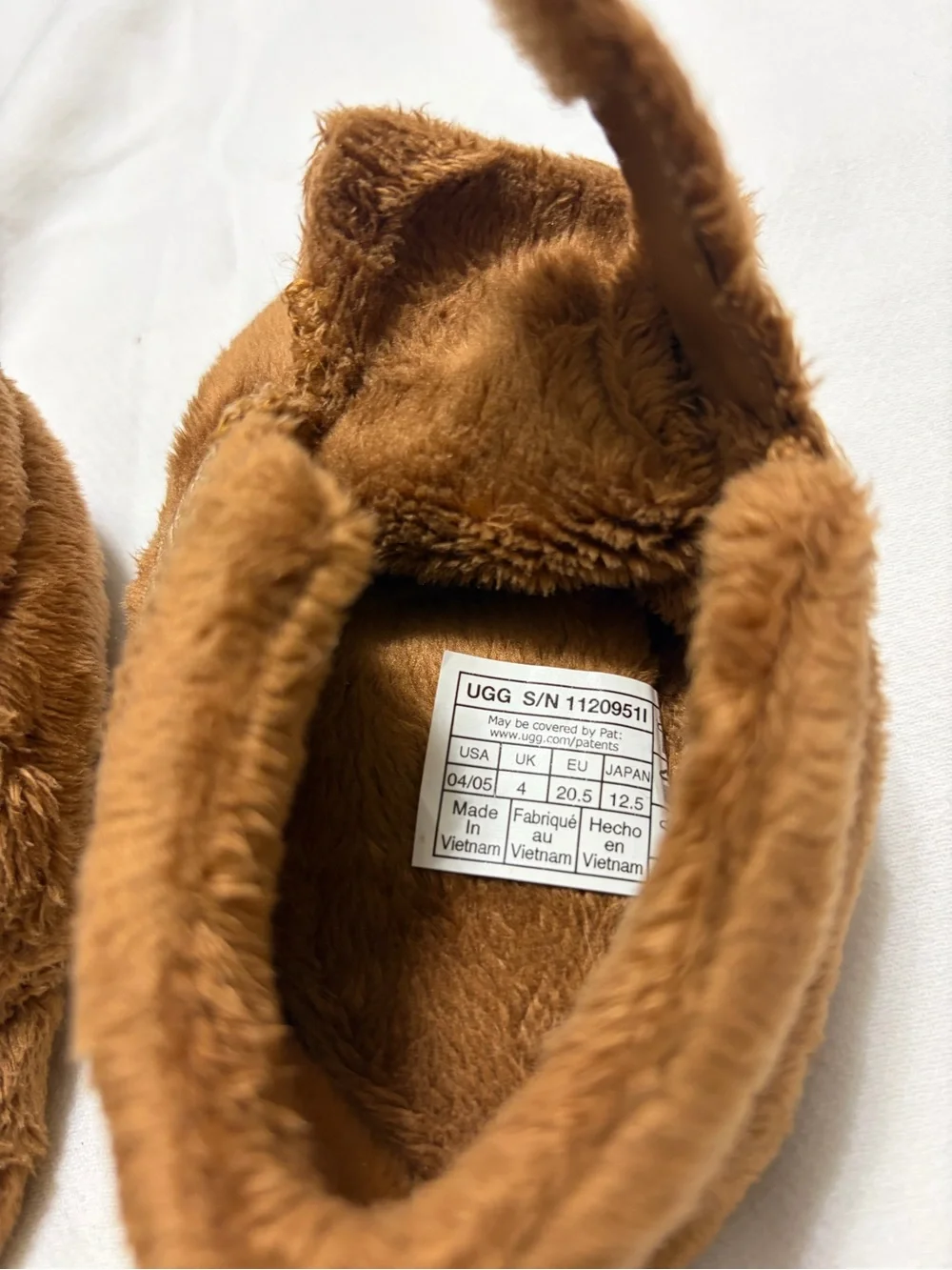UGG Chestnut Plush Infant Slippers with Hook Strap